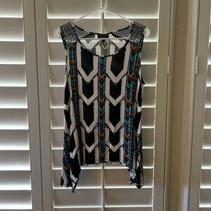 Apt. 9 Black and Silver Asymmetrical Sleeveless Tank Top